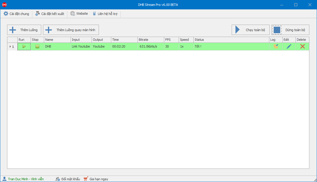 Hướng dẫn sử dụng phần mềm DHB Stream Pro V6
